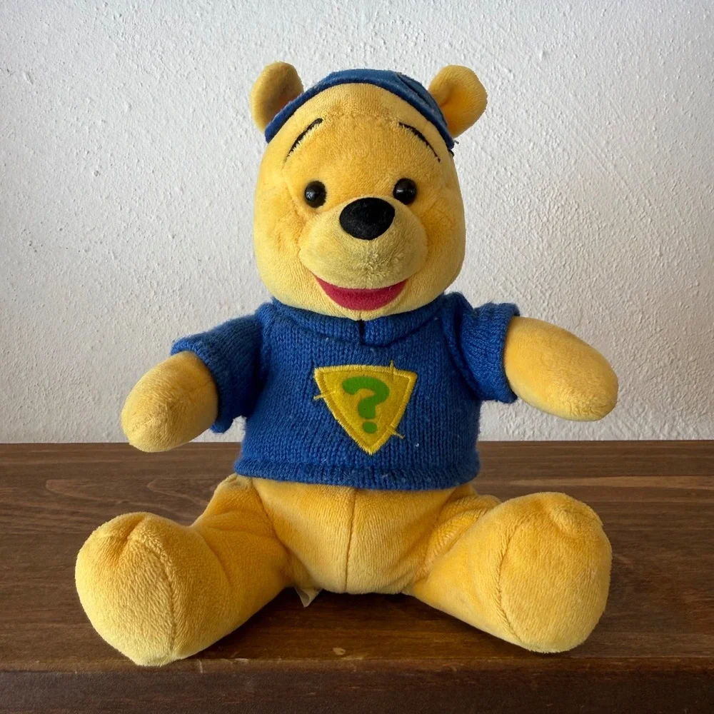 Disney Parks Winnie the Pooh Super Sleuth Plush Blue Sweater Detective Bear